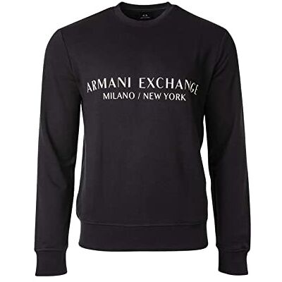 Giorgio Armani Crew Neck, främre utökad logotyp sweatshirt, marinblå, L Giorgio Armani Crew Neck, främre utökad logotyp sweatshirt, marinblå, L
