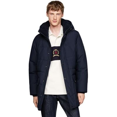 Tommy Hilfiger Herr Rocky Utility Parka med knappslå, Blå (ökenhimmel), M Tommy Hilfiger Herr Rocky Utility Parka med knappslå, Blå (ökenhimmel), M
