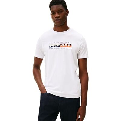 Tommy Hilfiger herr TH färgblock grafisk T-tröja MW0MW40014 S/S t-shirt, vit, XXL, Vit (vit), XXL Tommy Hilfiger herr TH färgblock grafisk T-tröja MW0MW40014 S/S t-shirt, vit, XXL, Vit (vit), XXL