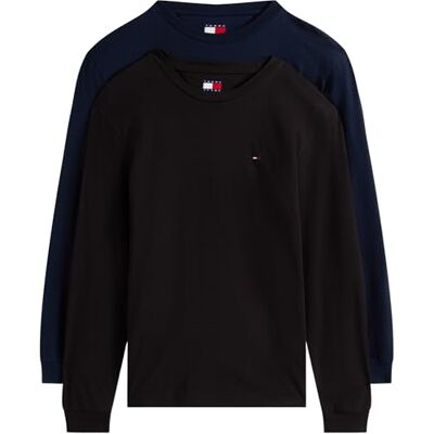Tommy Jeans Herr TJM Slim 2PACK L/S EXT DM0DM22148, Multi, S, Multi (svart/mörk natt marinblå), S Tommy Jeans Herr TJM Slim 2PACK L/S EXT DM0DM22148, Multi, S, Multi (svart/mörk natt marinblå), S