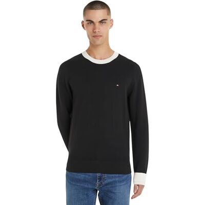 Tommy Hilfiger herr kedja Ridge struktur C hals pullover, Svart/kalikå, 3XL Plus Tall Tommy Hilfiger herr kedja Ridge struktur C hals pullover, Svart/kalikå, 3XL Plus Tall