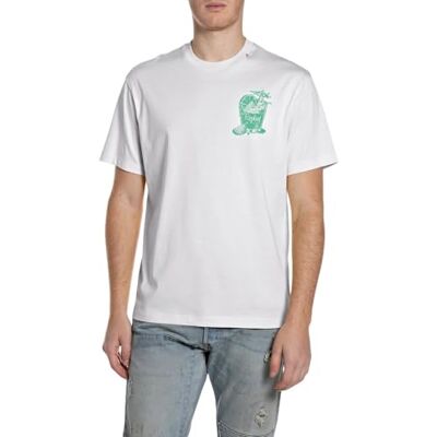 Replay Kortärmad T-shirt för män, 011 naturlig vit (vit), XL Replay Kortärmad T-shirt för män, 011 naturlig vit (vit), XL