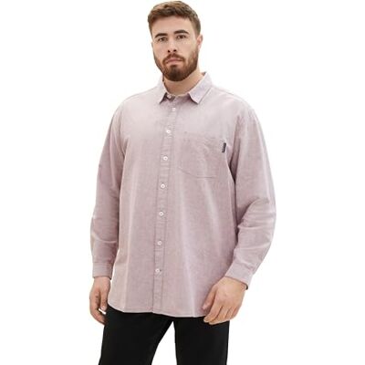 TOM TAILOR Plus herrskjorta, 33867 – Tawny Port Red Chambray, XXL TOM TAILOR Plus herrskjorta, 33867 – Tawny Port Red Chambray, XXL