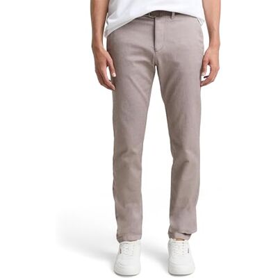 TOM TAILOR herr slim fit stretch chinos byxor med bälte 1037653, 39128 – Vit brun Zig Zag Structure, 38W / 34L TOM TAILOR herr slim fit stretch chinos byxor med bälte 1037653, 39128 – Vit brun Zig Zag Structure, 38W / 34L