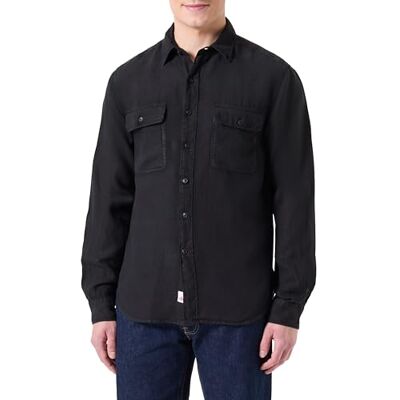 Replay herr regular fit linneskjorta, 098 svart, XS Replay herr regular fit linneskjorta, 098 svart, XS