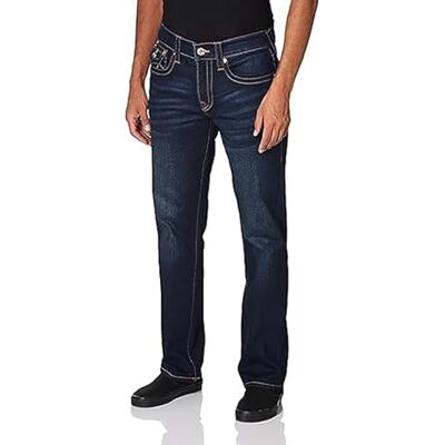 True Religion Ricky Straight Leg jeans för män, Mörk tvätt lerigt vatten, 38W x 32L True Religion Ricky Straight Leg jeans för män, Mörk tvätt lerigt vatten, 38W x 32L
