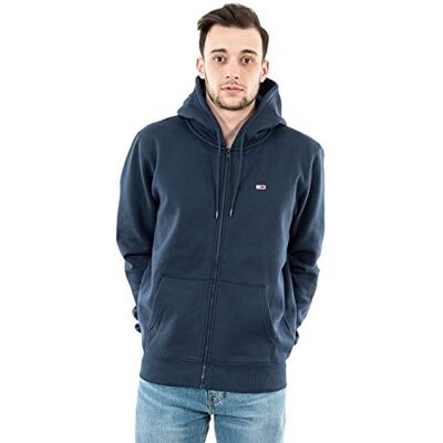 Tommy Jeans herr TJM normal fleece dragkedja huvtröja tungvikt genomgående, Blå (Twilight Navy), XXL Tommy Jeans herr TJM normal fleece dragkedja huvtröja tungvikt genomgående, Blå (Twilight Navy), XXL