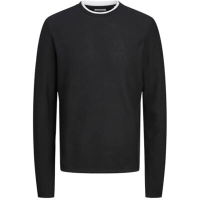 JACK & JONES Jjtwinn stickad crew neck stickad tröja, svart, S JACK & JONES Jjtwinn stickad crew neck stickad tröja, svart, S