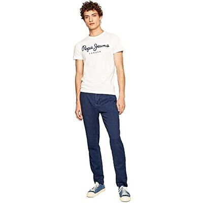 Pepe Jeans London Original Stretch N Herr Slim Fit T‑Tshirt, Bomullsstretch Rundkrage Kortärmad T‑shirt med Stor Logotyp, Vit Pepe Jeans London Original Stretch N Herr Slim Fit T‑Tshirt, Bomullsstretch Rundkrage Kortärmad T‑shirt med Stor Logotyp, Vit