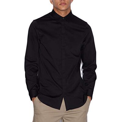 Giorgio Armani Smart Stretch satin fritidsskjorta för män, svart, XL Giorgio Armani Smart Stretch satin fritidsskjorta för män, svart, XL