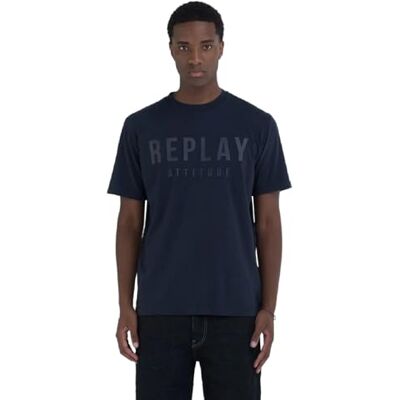 Replay T-shirt för män, normal passform, 088 Deep Blue, S Replay T-shirt för män, normal passform, 088 Deep Blue, S