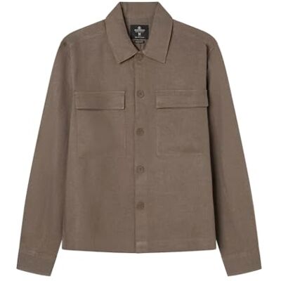 Springfield Overshirt linnebrun skjorta för män, brunbrun, S Springfield Overshirt linnebrun skjorta för män, brunbrun, S