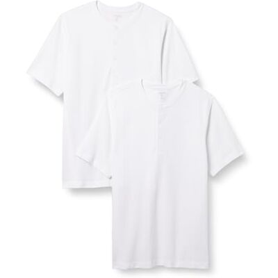 Amazon Essentials mäns normal passform kortärmad Pique Henley (Finns i Big & Lall), 2-pack, vit, Large Amazon Essentials mäns normal passform kortärmad Pique Henley (Finns i Big & Lall), 2-pack, vit, Large