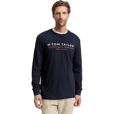 TOM TAILOR Långärmad T-shirt för män, 10668 – himmelskaptensblå, L TOM TAILOR Långärmad T-shirt för män, 10668 – himmelskaptensblå, L