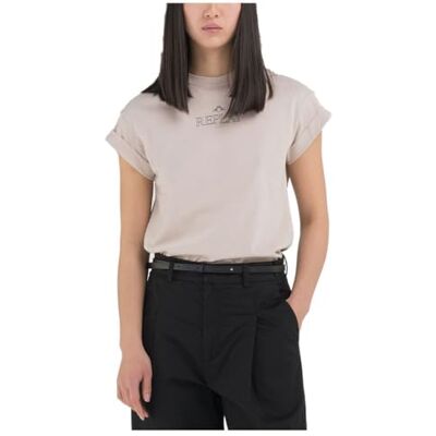 Replay T-shirt med normal passform, kortärmad, ren logotypkollektion, 893 ljusbeige, XS Replay T-shirt med normal passform, kortärmad, ren logotypkollektion, 893 ljusbeige, XS