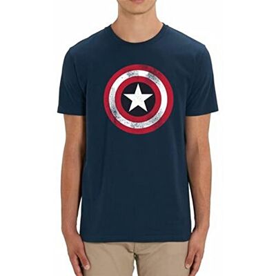 Marvel Captain America T-shirt för män, Marinblåmelange, L Marvel Captain America T-shirt för män, Marinblåmelange, L