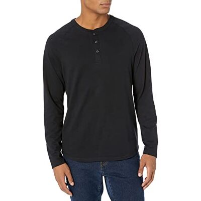 Amazon Essentials Men's Långärmad Henley-skjorta med normal passform (finns i Big & Tall), Svart, XL Amazon Essentials Men's Långärmad Henley-skjorta med normal passform (finns i Big & Tall), Svart, XL