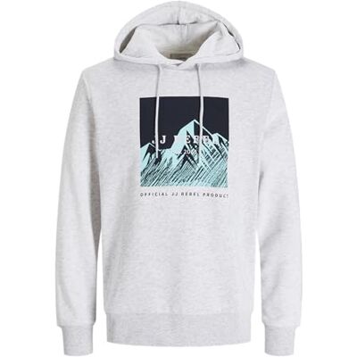 JJ REBEL Jrebraven Sweat Hood, Vit melange, S JJ REBEL Jrebraven Sweat Hood, Vit melange, S