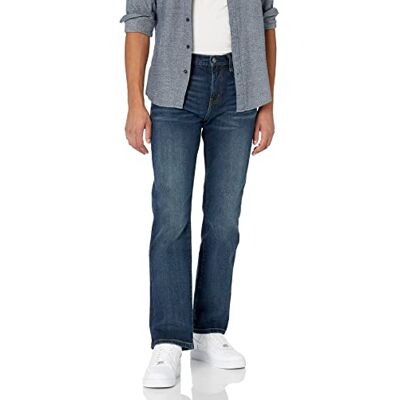 Amazon Essentials Herr Straight-Fit Stretch Bootcut Jean, Mörk lavering, 36W / 30L Amazon Essentials Herr Straight-Fit Stretch Bootcut Jean, Mörk lavering, 36W / 30L