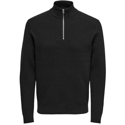 Only & Sons Herr ONSPHIL REG 12 bomull halv dragkedja stickad NOOS tröja, svart, XL, svart, XL Only & Sons Herr ONSPHIL REG 12 bomull halv dragkedja stickad NOOS tröja, svart, XL, svart, XL