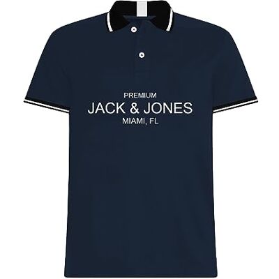 JACK & JONES Pikétröja för män, marinblå blazer, M JACK & JONES Pikétröja för män, marinblå blazer, M