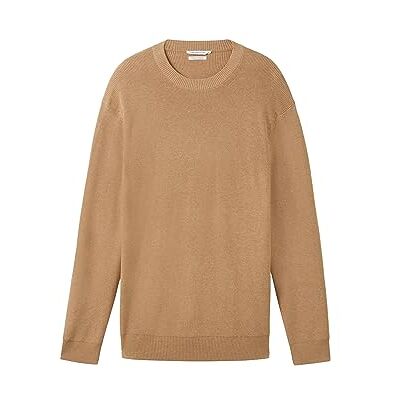 TOM TAILOR Cosy Basic Crewneck stickad tröja för män, 32722 – Strandsandmelerad, L TOM TAILOR Cosy Basic Crewneck stickad tröja för män, 32722 – Strandsandmelerad, L