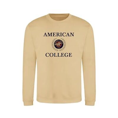 AMERICAN COLLEGE USA Tröja tröja med tryck varma kläder blandade män och kvinnor casual modell ACSCRW7 beige L, Beige färg, L AMERICAN COLLEGE USA Tröja tröja med tryck varma kläder blandade män och kvinnor casual modell ACSCRW7 beige L, Beige färg, L