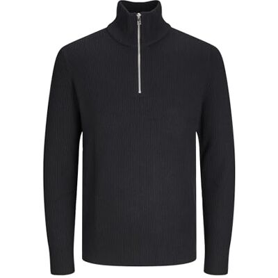 JACK & JONES herr Jjeperfect stickad halv dragkedja Sn stickad tröja, svart, S JACK & JONES herr Jjeperfect stickad halv dragkedja Sn stickad tröja, svart, S