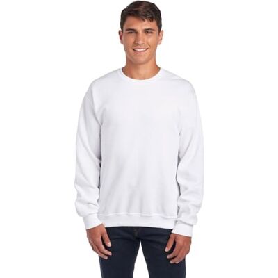 Jerzees Fleece Sweatshirt för män, Vit, XL Jerzees Fleece Sweatshirt för män, Vit, XL