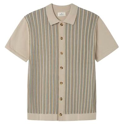 Springfield Gg12 Jacquard Fancy S struktur vertikal randig kofta beige, L Springfield Gg12 Jacquard Fancy S struktur vertikal randig kofta beige, L
