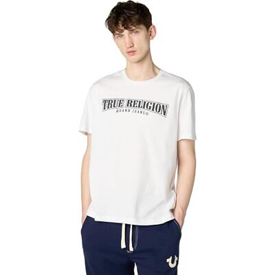 True Religion mäns avslappnad overt målad t-shirt, Optisk vit, XL True Religion mäns avslappnad overt målad t-shirt, Optisk vit, XL
