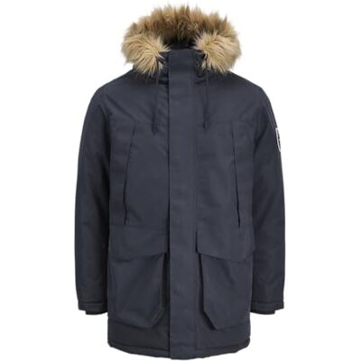 JACK & JONES herr Jjcamp fuskpäls parkas pls, mörk marinblå, 3X_l, mörk marinblå, 3XL JACK & JONES herr Jjcamp fuskpäls parkas pls, mörk marinblå, 3X_l, mörk marinblå, 3XL