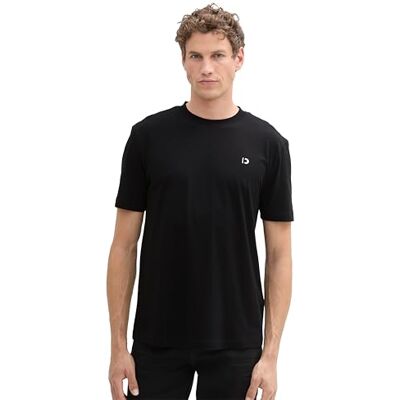 TOM TAILOR Denim herr slim fit T-shirt i enfärgade bomull, 29999-svart, XL TOM TAILOR Denim herr slim fit T-shirt i enfärgade bomull, 29999-svart, XL