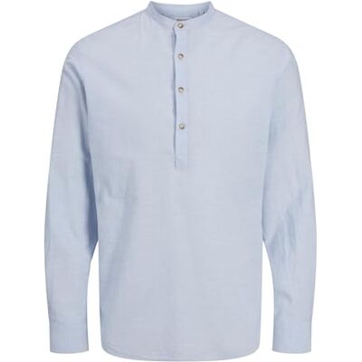 JACK & JONES JJESUMMER Halv Placket Shirt LS SN, Chambray Blue, M JACK & JONES JJESUMMER Halv Placket Shirt LS SN, Chambray Blue, M