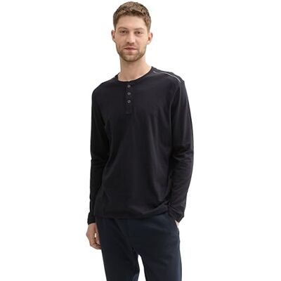 TOM TAILOR herr Henley långärmad tröja, 10916 – Almost Black, XXL TOM TAILOR herr Henley långärmad tröja, 10916 – Almost Black, XXL