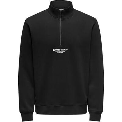 Only & Sons ONSCURATED REG halvlång dragkedja sweat, svart, XL Only & Sons ONSCURATED REG halvlång dragkedja sweat, svart, XL