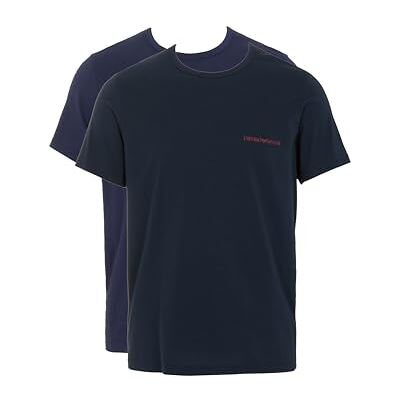 Giorgio Armani Herr ren bomull 2-pack rund hals t-shirt blå XL normal passform, BLÅ, XL Giorgio Armani Herr ren bomull 2-pack rund hals t-shirt blå XL normal passform, BLÅ, XL