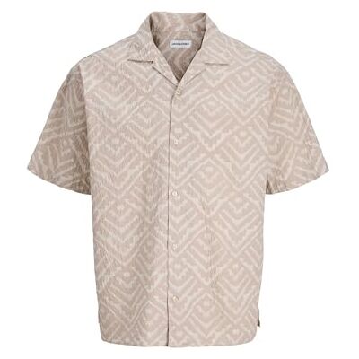 JACK & JONES Jjmilo Seersucker Resort Shirt Ss, Moonbeam, S JACK & JONES Jjmilo Seersucker Resort Shirt Ss, Moonbeam, S