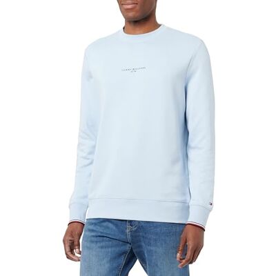 Tommy Hilfiger herr WCC TOMMY LOGO TIPPED CREWNECK, Blå (Breezy Blue), M Tommy Hilfiger herr WCC TOMMY LOGO TIPPED CREWNECK, Blå (Breezy Blue), M