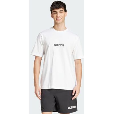 adidas herr Essentials Linear Single Jersey Shirt, White/Black, S adidas herr Essentials Linear Single Jersey Shirt, White/Black, S