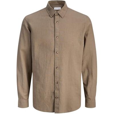 JACK & JONES Jjesummer linne Blend skjorta L/S Sn, Falk, S JACK & JONES Jjesummer linne Blend skjorta L/S Sn, Falk, S