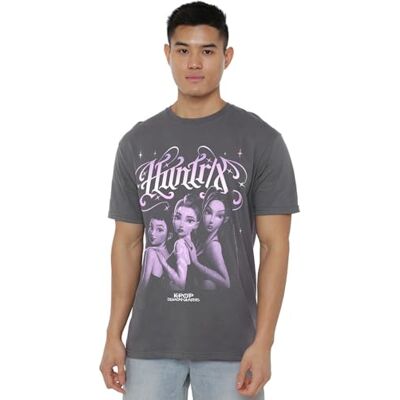 KPop Demon Hunters unisex Huntrix gotisk gradient unisex t-shirt, kol t-shirt, Träkol, 3XL KPop Demon Hunters unisex Huntrix gotisk gradient unisex t-shirt, kol t-shirt, Träkol, 3XL