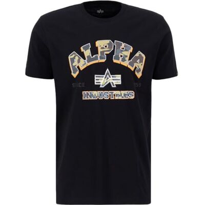 Alpha Industries College Camo T-Shirt För Män Black Alpha Industries College Camo T-Shirt För Män Black
