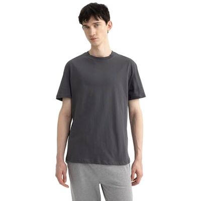 DeFacto Basic T-shirt för män – klassisk t-shirt för män, Anthra, M DeFacto Basic T-shirt för män – klassisk t-shirt för män, Anthra, M