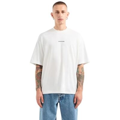 Giorgio Armani The Grid, Sustainable, tryckt logotyp bokstäver T-shirt, Vit, XS Giorgio Armani The Grid, Sustainable, tryckt logotyp bokstäver T-shirt, Vit, XS