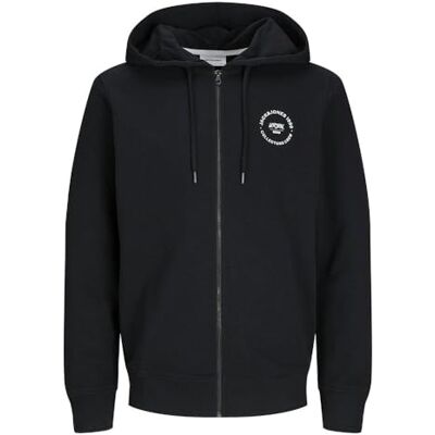 JACK & JONES JJSIMON Sweat Zip Hood, svart, S JACK & JONES JJSIMON Sweat Zip Hood, svart, S
