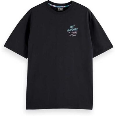 Scotch & Soda Relaxed-Fit Front and Back Artwork T-shirt, Tvättad svart 001, XXL Scotch & Soda Relaxed-Fit Front and Back Artwork T-shirt, Tvättad svart 001, XXL