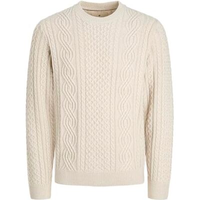JACK & JONES Jprblusean Knit Cable Crew Neck Sn, Silverfoder, M JACK & JONES Jprblusean Knit Cable Crew Neck Sn, Silverfoder, M