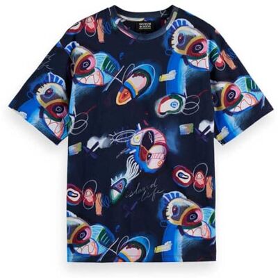 Scotch & Soda Relaxed-Fit Aop T-shirt, Abstract Island Night Aop 401, XL Scotch & Soda Relaxed-Fit Aop T-shirt, Abstract Island Night Aop 401, XL