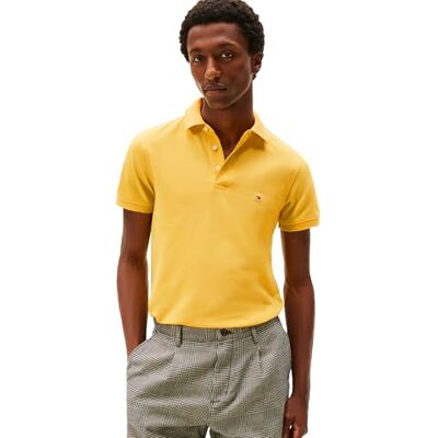 Tommy Hilfiger Short Sleeve Pikétröjor i smal passform med stretch och organisk pikébomull kortärmad pikétröja i smal passform med bomull stretchig och ekologisk pikett för män (1 pack), Mjuk kanarie Tommy Hilfiger Short Sleeve Pikétröjor i smal passform med stretch och organisk pikébomull kortärmad pikétröja i smal passform med bomull stretchig och ekologisk pikett för män (1 pack), Mjuk kanarie